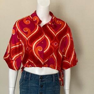 Zara Orange Pink Silky Crop Top